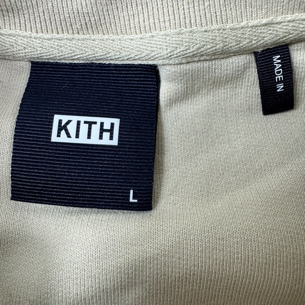KITH Tan Textured Fleece Embroidered Logo Crewneck Sweater Mens Large - Picture 4 of 6